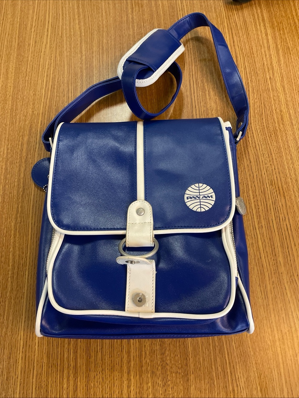 Pan Am Blue & White Vintage-Style Messenger Bag for Men